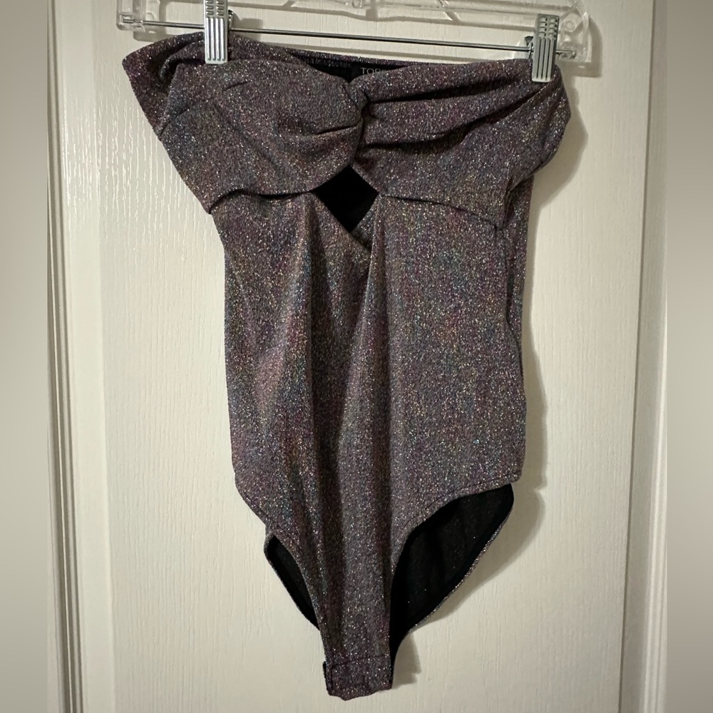 Top shop rainbow sparkle strapless bodysuit